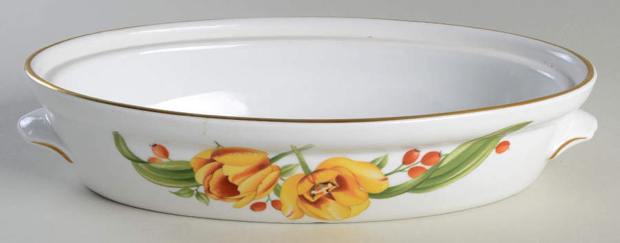 Pershore (Gold Trim) 10" Oval Entree Dish No Lid by Royal Worcester-1