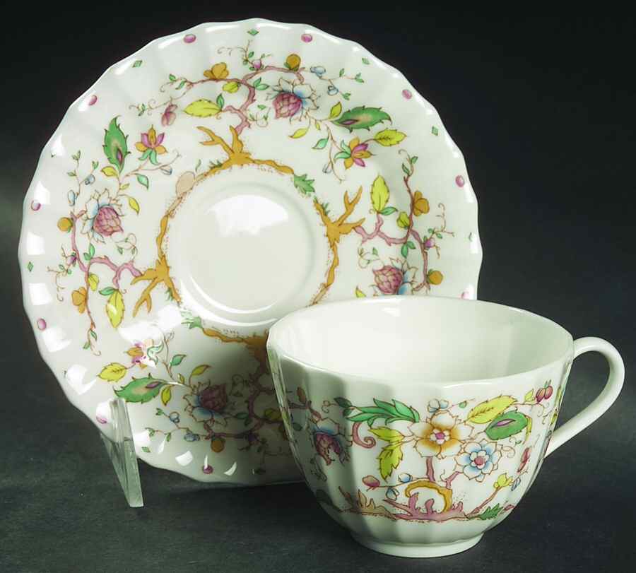 Pevensey Flat Cup & Saucer Set by Royal Worcester-1