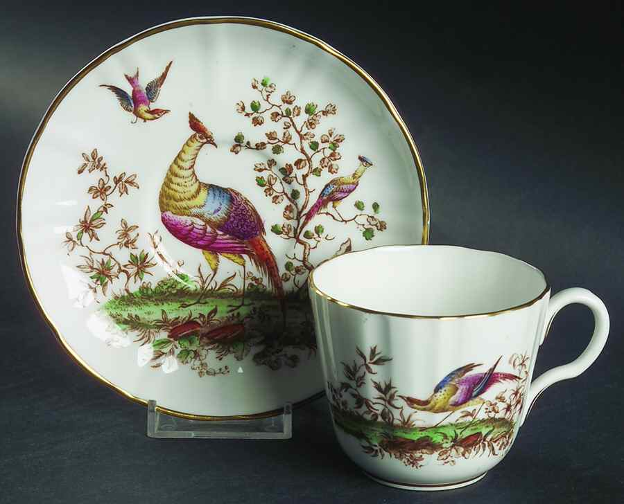 Pheasant Multicolor Flat Cup & Saucer Set by Royal Worcester-1