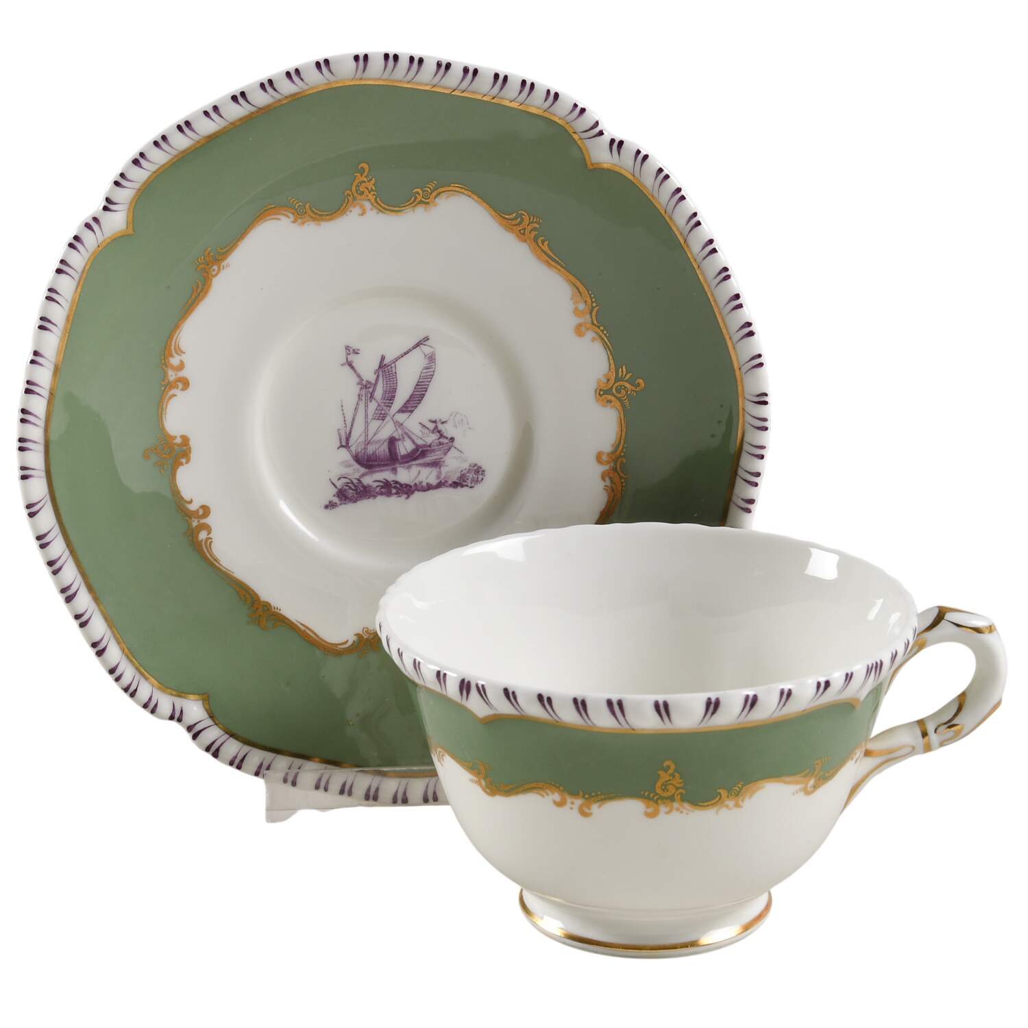Pillament Footed Cup & Saucer Set by Royal Worcester-1