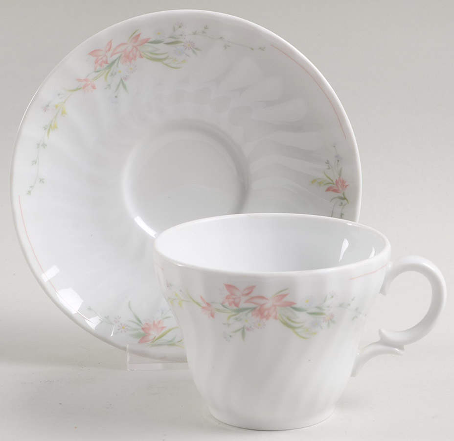 Pink Whisper Flat Cup & Saucer Set by Royal Worcester-1