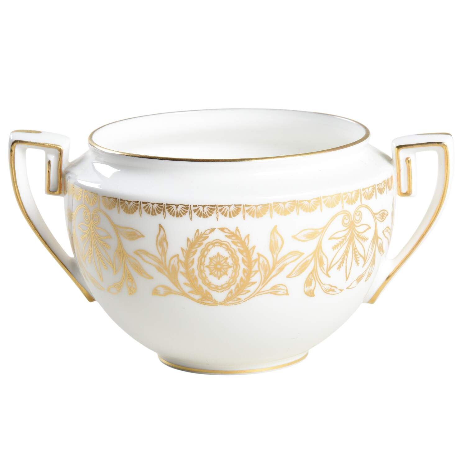Pompadour Gold and White Sugar Bowl No Lid by Royal Worcester-1