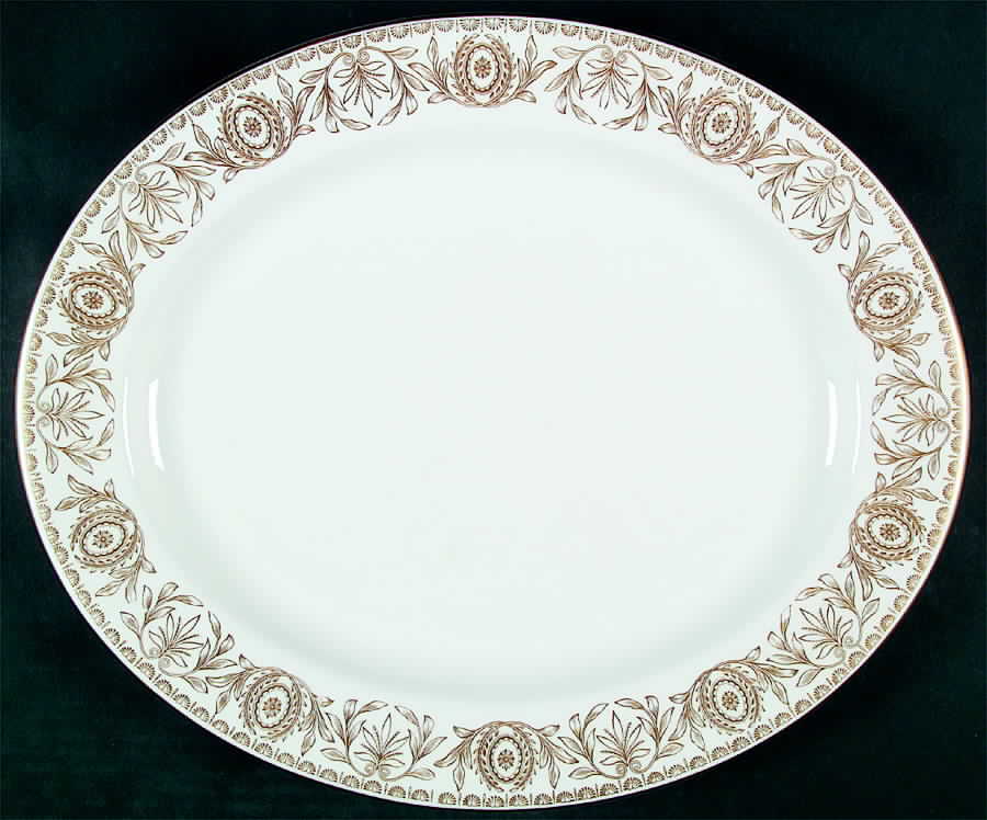 Pompadour Gold and White 15" Oval Serving Platter by Royal Worcester-1