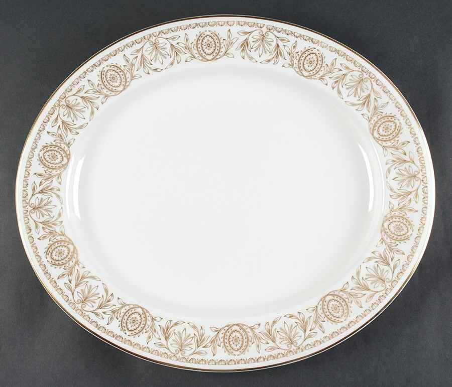 Pompadour Gold and White 17" Oval Serving Platter by Royal Worcester-1
