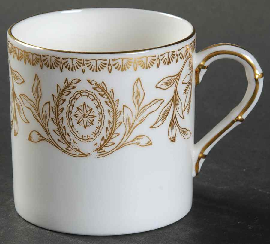Pompadour Gold and White Flat Demitasse Cup by Royal Worcester-1