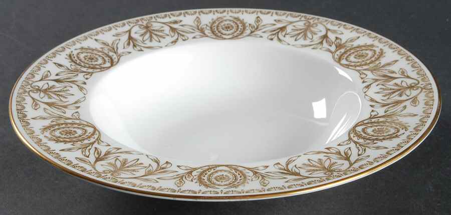 Pompadour Gold and White Rim Soup Bowl by Royal Worcester-1
