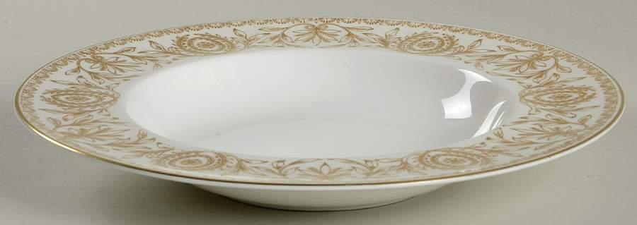 Pompadour Gold and White Large Rim Soup Bowl by Royal Worcester-1