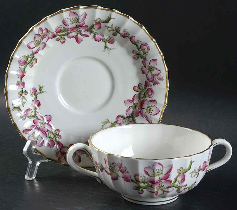 Pomona Flat Cream Soup Bowl & Saucer Set by Royal Worcester-1