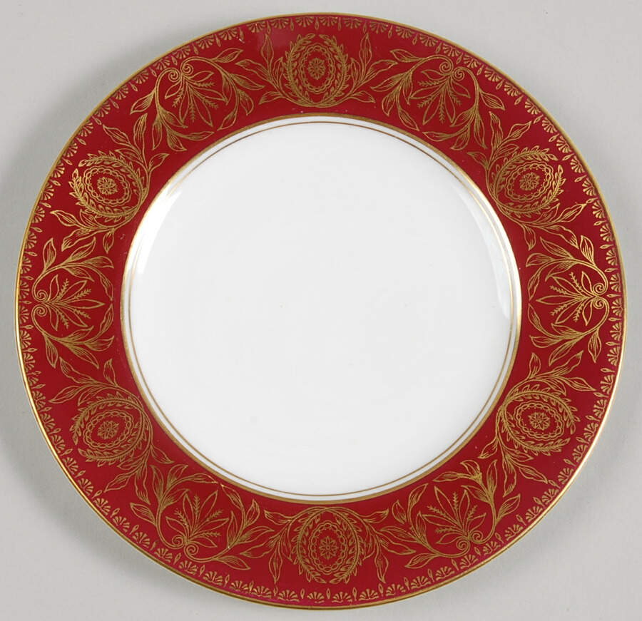 Pompadour Red and Gold Bread & Butter Plate by Royal Worcester-1