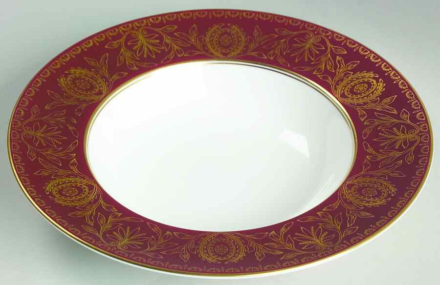 Pompadour Red and Gold Rim Soup Bowl by Royal Worcester-1