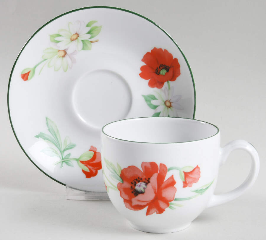 Poppies Flat Cup & Saucer Set by Royal Worcester-1