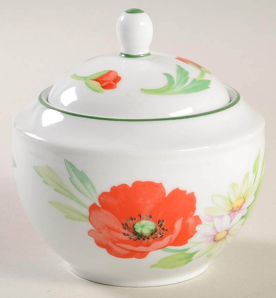 Poppies Sugar Bowl & Lid by Royal Worcester-1