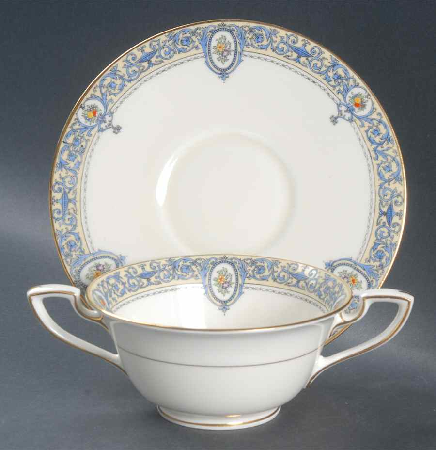 Portia Footed Cream Soup Bowl & Saucer Set by Royal Worcester-1