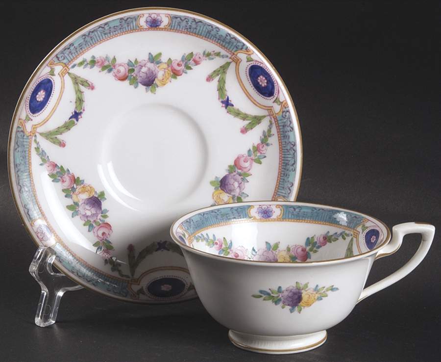 Puritan Footed Cup & Saucer Set by Royal Worcester-1