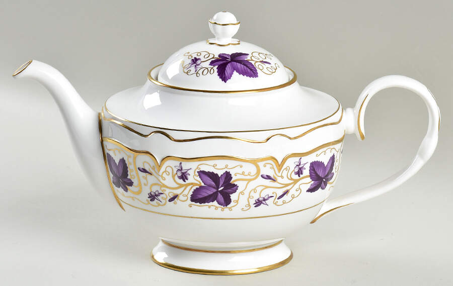 Purple Vine Teapot & Lid by Royal Worcester-1