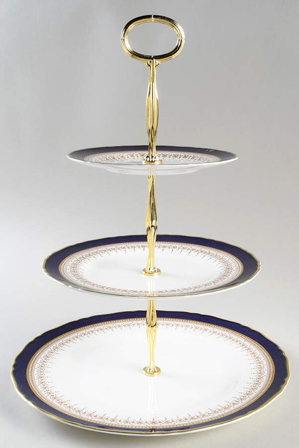 Regency Blue 13 7/8"-14 1/4" 3-Tiered Serving Tray(DP,SP,BB) HC by Royal Worcester-1