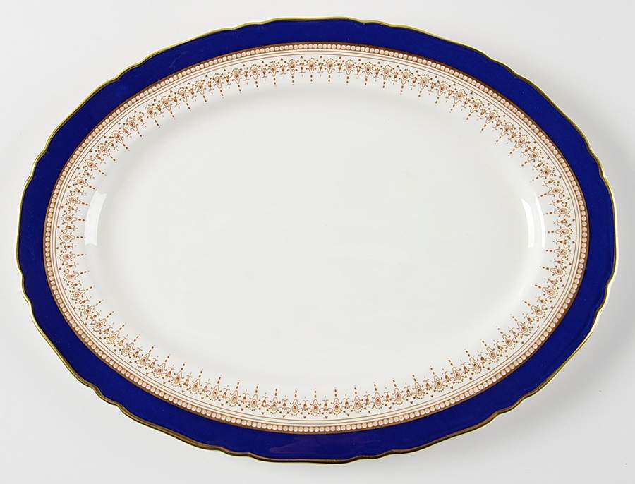 Regency Blue 13" Oval Serving Platter by Royal Worcester-1