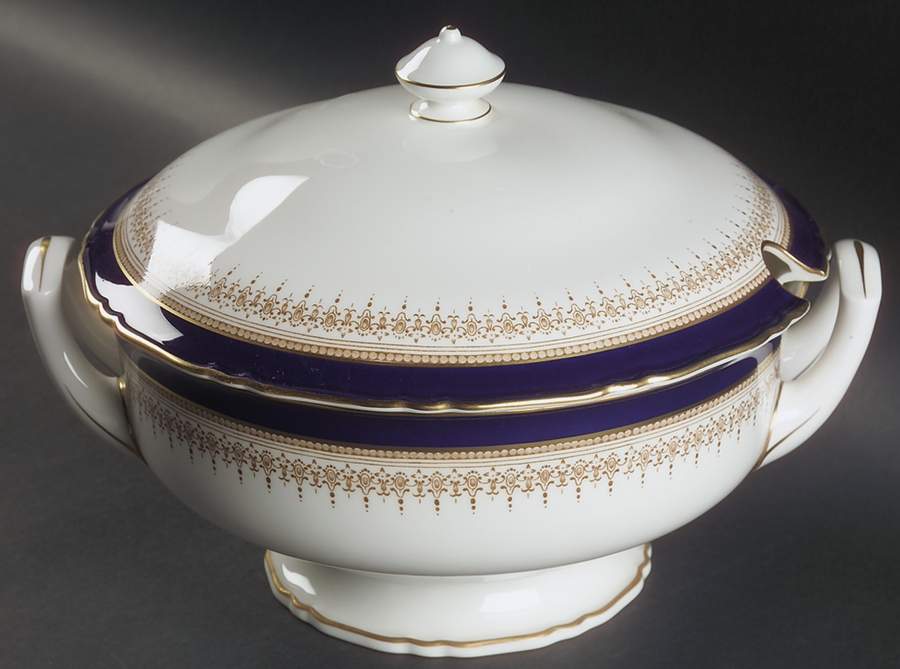 Regency Blue Tureen &  Lid by Royal Worcester-1