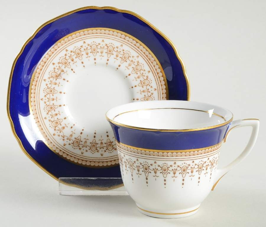 Regency Blue Footed Demitasse Cup & Saucer Set by Royal Worcester-1