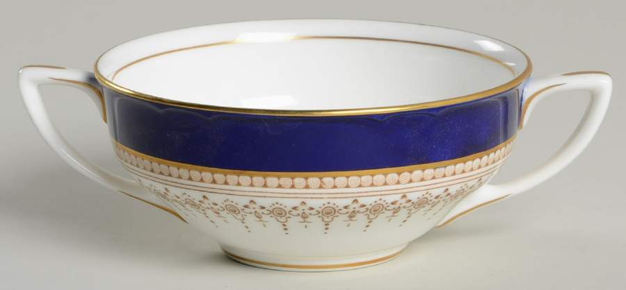 Regency Blue Flat Cream Soup Bowl by Royal Worcester-1