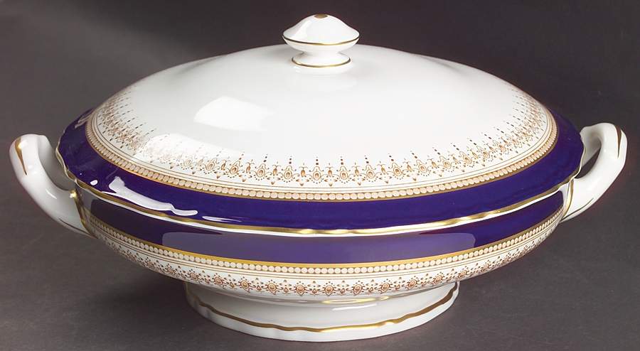 Regency Blue Round Covered Vegetable by Royal Worcester-1