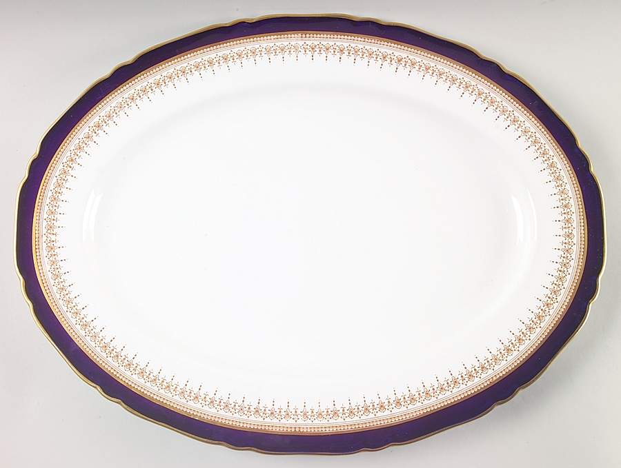Regency Blue 17" Oval Serving Platter by Royal Worcester-1