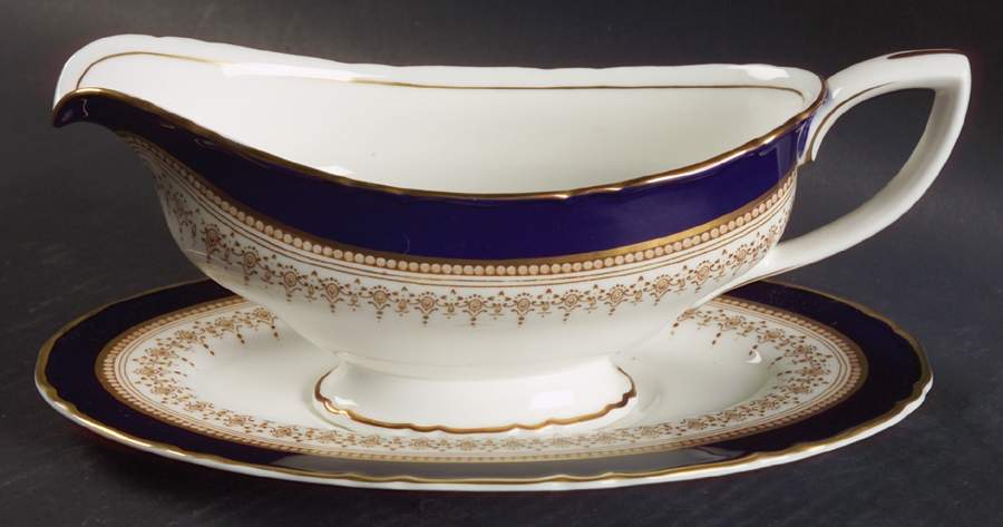 Regency Blue Gravy Boat & Underplate by Royal Worcester-1