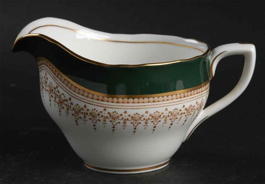 Regency Green and Brown (Newer) Creamer by Royal Worcester-1