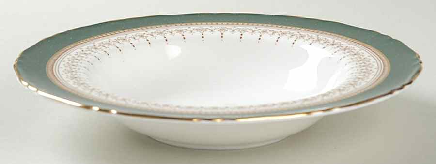 Regency Green and Brown (Newer) Rim Soup Bowl by Royal Worcester-1