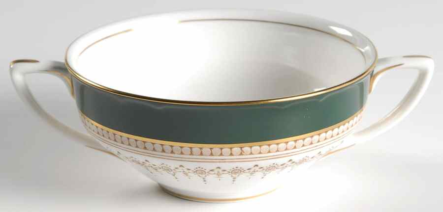 Regency Green and Brown (Newer) Flat Cream Soup Bowl by Royal Worcester-1