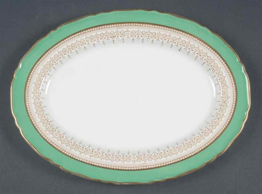 Regency Green and Brown (Older) 10" Oval Serving Platter by Royal Worcester-1