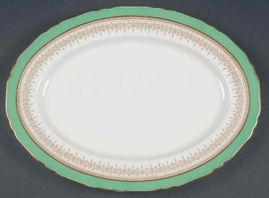 Regency Green and Brown (Older) 13" Oval Serving Platter by Royal Worcester-1