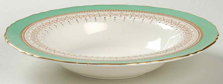 Regency Green and Brown (Older) Rim Soup Bowl by Royal Worcester-1