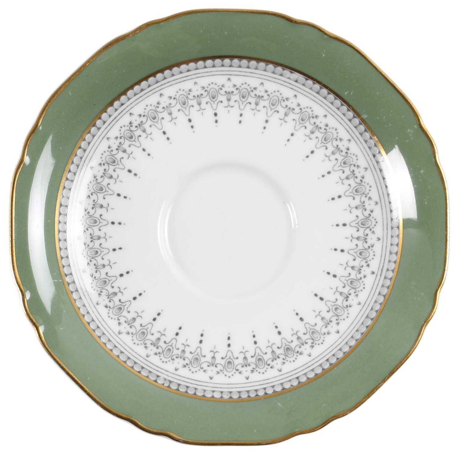 Regency Green and Gray (Newer) Saucer by Royal Worcester-1