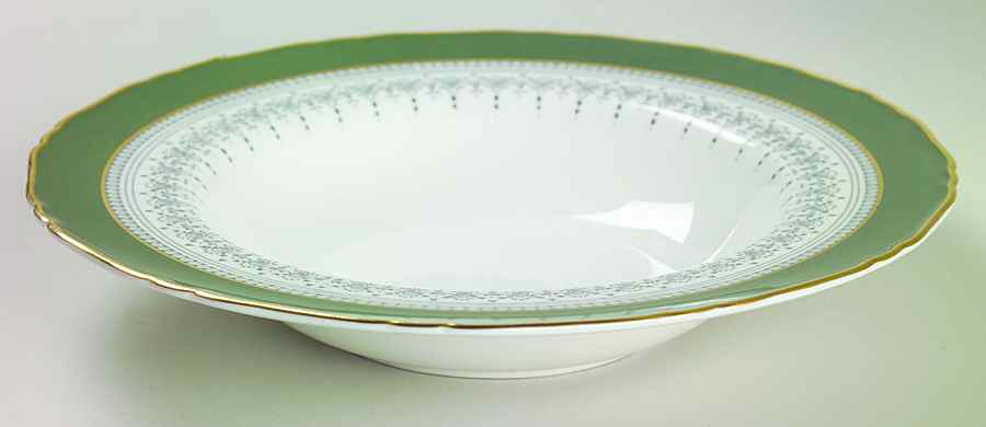 Regency Green and Gray (Newer) Rim Soup Bowl by Royal Worcester-1