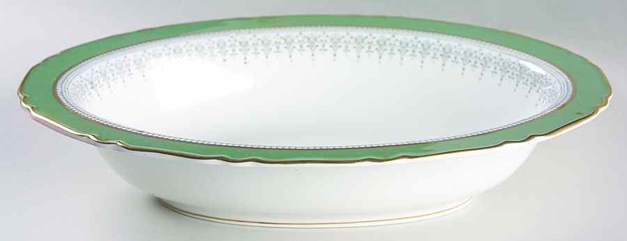 Regency Green and Gray (Newer) 10" Oval Vegetable Bowl by Royal Worcester-1