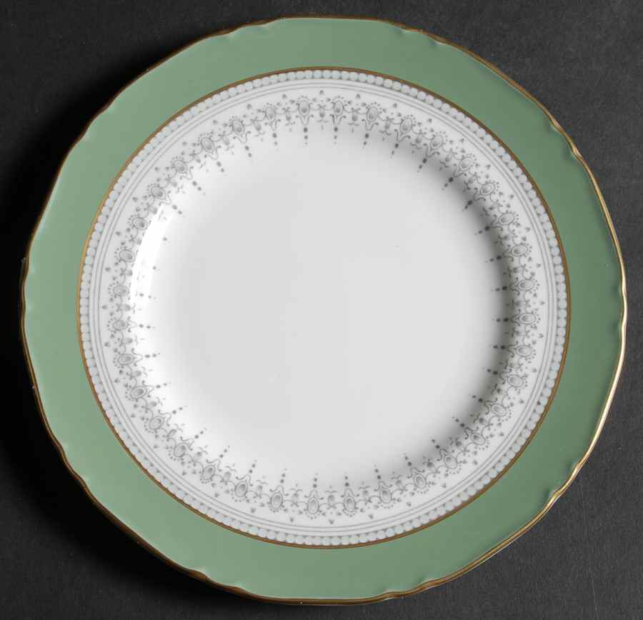 Regency Green and Gray (Newer) Dessert/Pie Plate by Royal Worcester-1
