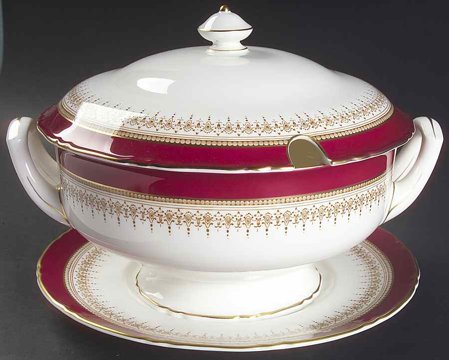 Regency Ruby Tureen & Lid w/Underplate by Royal Worcester-1