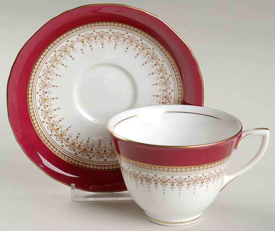 Regency Ruby Flat Cup & Saucer Set by Royal Worcester-1