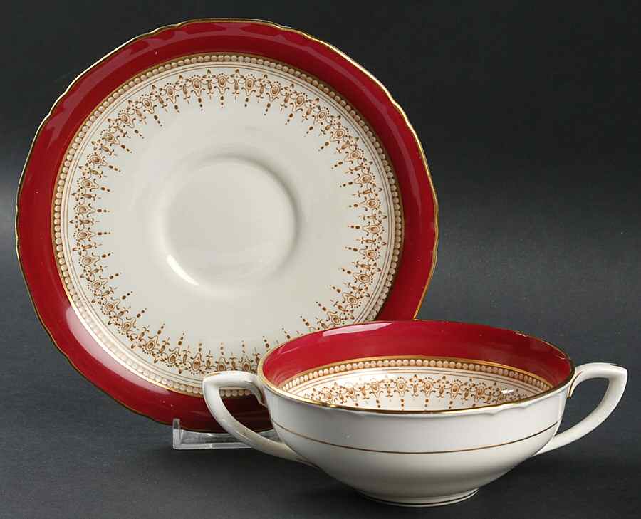 Regency Ruby Flat Cream Soup & Saucer Set by Royal Worcester-1