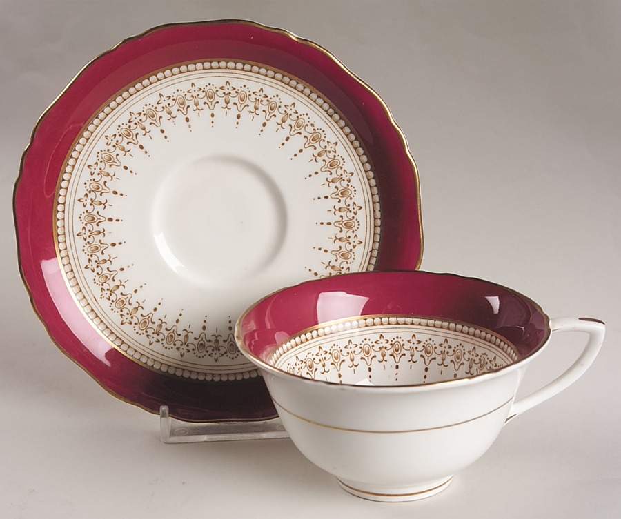 Regency Ruby Flat Cup & Saucer Set by Royal Worcester-1