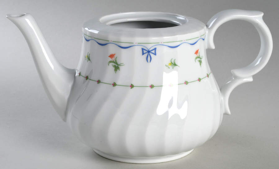 Ribbons & Bows Teapot No Lid by Royal Worcester-1