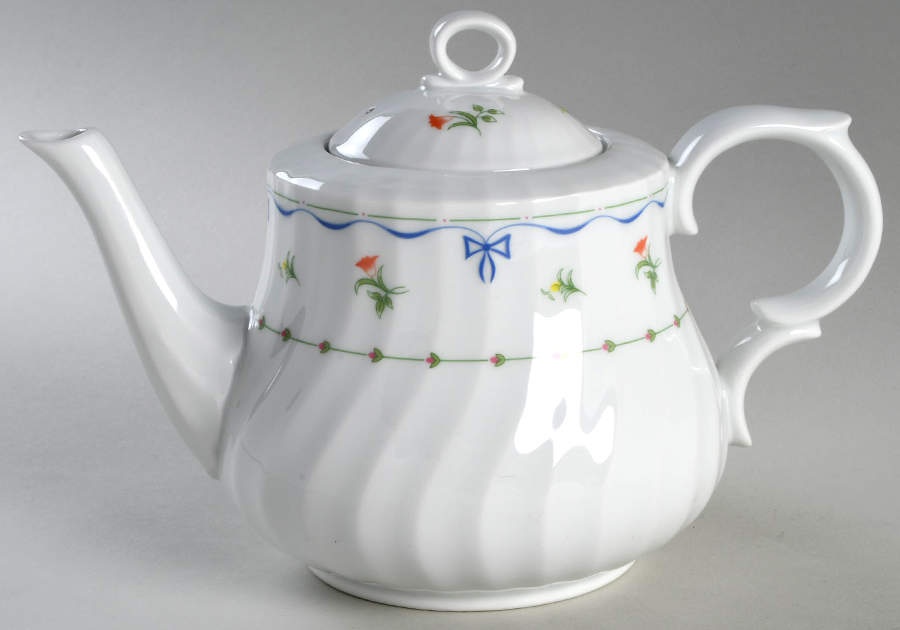 Ribbons & Bows Teapot & Lid by Royal Worcester-1