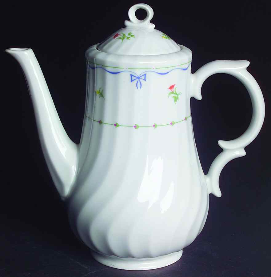 Ribbons & Bows Coffee Pot & Lid by Royal Worcester-1