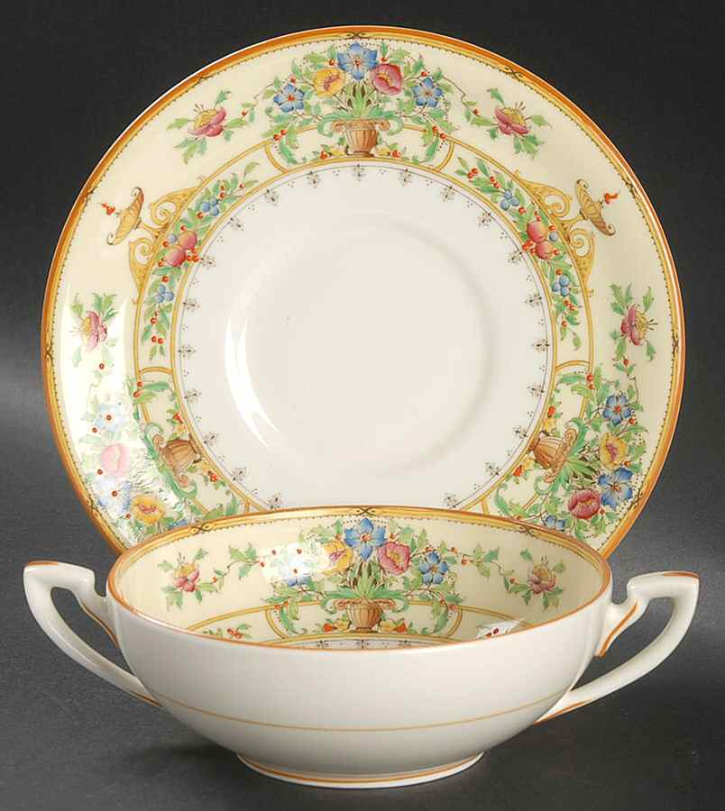 Riviera Flat Cream Soup Bowl & Saucer Set by Royal Worcester-1