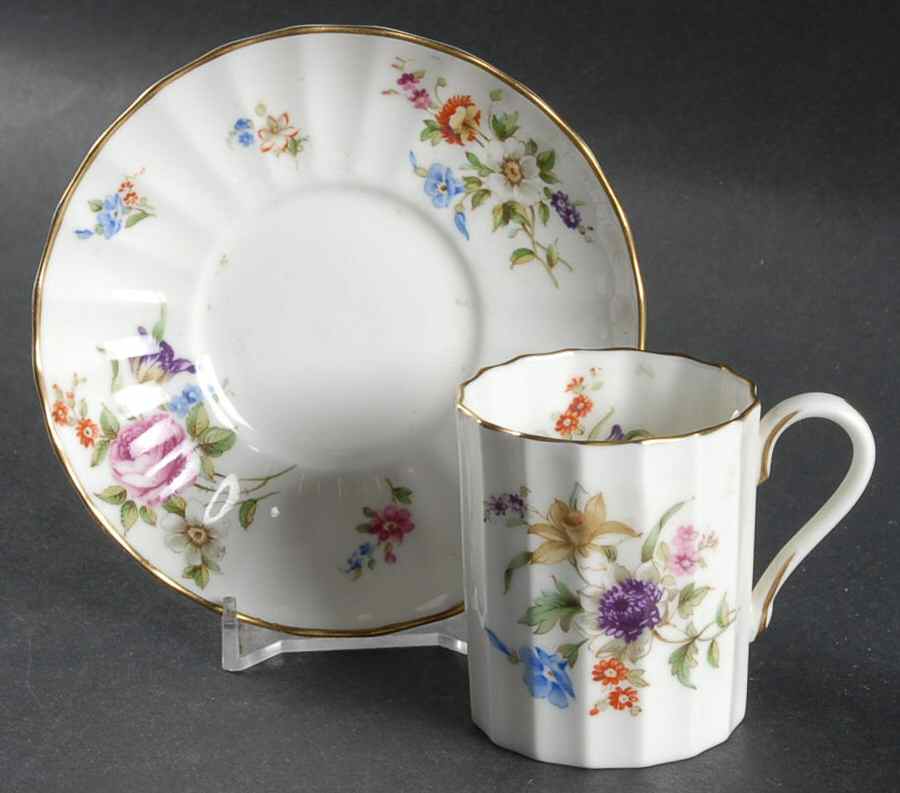 Roanoke Cream Flat Demitasse Cup & Saucer Set by Royal Worcester-1