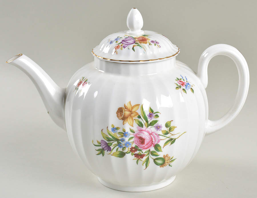Roanoke White Teapot & Lid by Royal Worcester-1