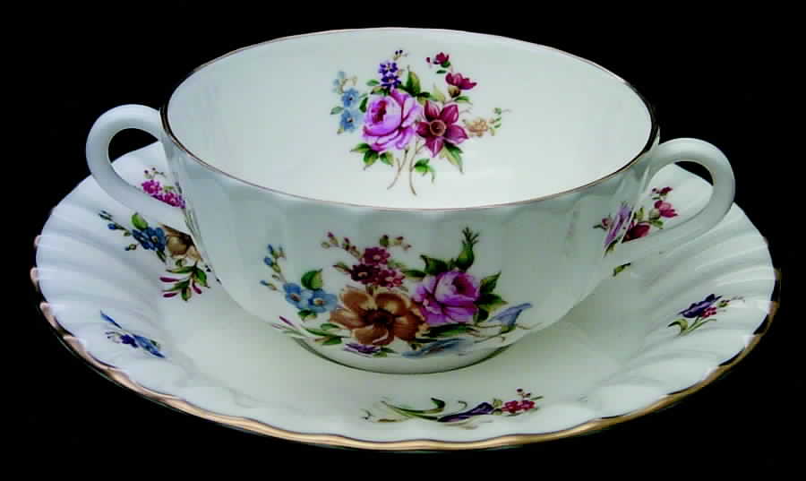 Roanoke White Footed Cream Soup Bowl & Saucer Set by Royal Worcester-1