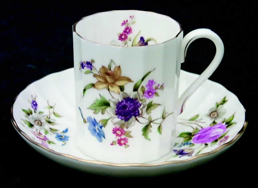 Roanoke White Flat Demitasse Cup & Saucer Set by Royal Worcester-1