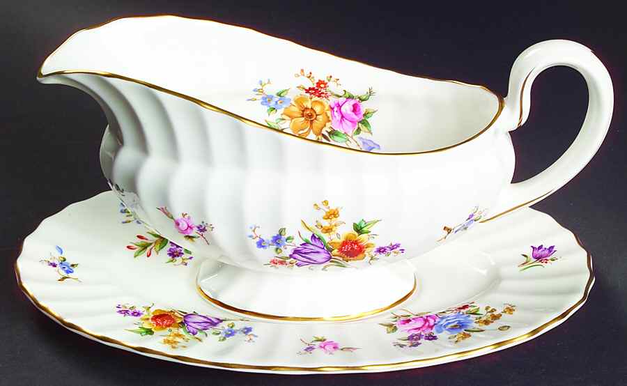 Roanoke White Gravy Boat & Underplate by Royal Worcester-1